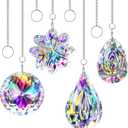 HDCRYSTALGIFTS 4pcs Crystal Suncatchers for Window Hanging Sun Catchers Indoor Rainbow Maker Crystals for Home Garden Decor Lamp Chandelier Lamp Prisms