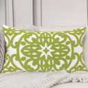Alysheer Embroidered Lumbar Decorative Throw Pillow Cover 19 x 21 inches, Classic Mandala Chic Pattern Avocado Green Farmhouse Cushion Case for Sofa Couch Bed Living Room(Chartreuse Green)