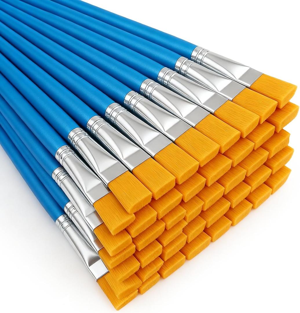 40 Piece Flat Paint Brushes,1 Inch Craft Paint Brushes, Large Acrylic Paint Brush for Watercolor, Oil Painting, Acrylic,Big Paint Brush for Oil Paint and Body Painting Crafts, Rock Painting