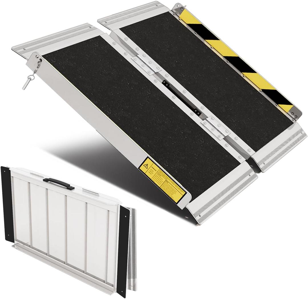 Portable Wheelchair ramp 2FT, Non-Slip Aluminum Threshold ramps for Home Steps, Folding Handicap Ramp, Ramps for Home, doorways, Stairs, Weight Capacity up to 800LBS, 2FT (Usable Height 2-6 inch)