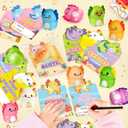 Valentines Day Gifts for Kids School, 24 Packs Axolotl Squishy Toys Bulk with Valentines Day Card for Classroom Exchange Party Favors,Fidget Squishy Toys Slow Rise Squishies for Boys Girls