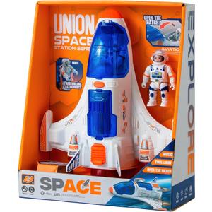 Wbzle Spaceship Shuttle Toy with Astronaut Figure - Space Toys with Lights and Sound - Rocket Ship Toy for Kids 3-5, Space Exploration Astronaut Toys Set, Outer Space Birthday Gift