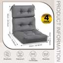 Geelin 4 Pcs High Back Patio Chair Cushion Indoor Outdoor Seat Chair Cushions Back Tufted Patio Rocking Pads Weather Replacement for Furniture (Light Gray), 112 X 53 X 10 Cm / 44 X 20.8 X 3.94 Inches