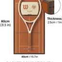 Tennis Racket Display Frame with Walnut Block & Copper Hooks – Showcase Your Vintage or Everyday Racket with Grand Slam Court Inspired Decor (16x31.5inch / 40x80cm), Standard