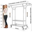 Amazon.com: HYSEYY Heavy Duty Clothes Rack, Rolling Clothing Rack With Shelves Load 620 LBS, Double Rod Clothing Racks for Hanging Clothes, Portable& Adjustable Clothes Rack with Wheels Garment Rack : Home & Kitchen