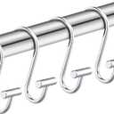 Silver Shower Curtain Hooks,Rust Proof Shower Curtain Rings for Bathroom,Chrome T-Bar Metal Decorative Shower Curtain Hooks Hangers for Shower Curtain Rod,Set of 12