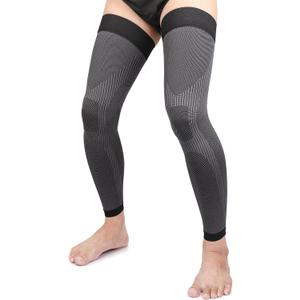 KEKING Full Leg Compression Sleeves, Unisex, Thigh High Compression Stocking 20-30mmHg Graduated Support for Thigh Calf Knee, Running, Basketball, Reduce Varicose Veins and Swelling, Pair, Black XXL