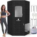 Sannewstartu 2 People Portable Sauna Box with 2 Shower Chairs, Heavy Oxford Cotton Steam Sauna, Full Body Sauna for Home, 4L & 1600W Steam Generator, 16 Levels, Remote Control, 6 Feet High
