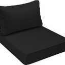 AAAAAcessories Outdoor Seat Cushions for Chairs, Fade-Resistant, Waterproof Patio Furniture Replacement Cushions, 24" x 24" x 5" + 24" x 13.5", Charcoal Black