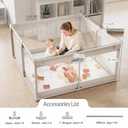 ZEEBABA Baby Playpen with Mat, Small Playpen with Soft Mat for Babies and Toddlers, 47x47inch Play Pen Playards Safety Gate Fence Active Center Indoor