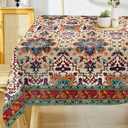 Hexagram Boho Tablecloth 60x84 Inches Rectangle Summer Rustic Vintage Waterproof Table Cloth for Kitchen Home Party Dinner Decorations