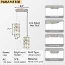 2-Lights Modern Crystal Pendant Lights for Kitchen Island LED Dimmable Glam Pendant Lighting Chandelier for Dining Room Hallway Corner Lamp Nickel