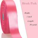 2 x 50 Yards 1 Inch Brink Pink Satin Ribbon, Single Face Polyester Solid Color Craft Fabric Ribbon for Handmade Roses, Gift Wrapping, Bouquets, Wedding, Christmas, and Party Decoration