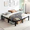 Queen Size Bed Frame, 14 Inch Heavy Duty Metal Platform Bed Frame, Noise Free Steel Mattress Foundation, No Box Spring Needed, Spacious Under Bed Space