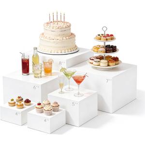 Dessert Table Display Set,6pcs Buffet Risers,Dessert Table Display Set,White Buffet Risers,Acrylic Boxes For DisplayWhite,DessertTable DisplaySet,Cube Boxes NestingRisers(8"-7"-6"-5"-4"-4")