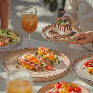 Sweese 10.5 Inch Porcelain Dinner Plates Set of 6, Gradient High Edge Dish Set  Dishwasher, Microwave, Oven Safe, Scratch Resistant, Kitchen Serving Dishes  Cool Assorted Colors