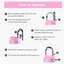 Puroma 2 Pack Combination Lock for Locker 4 Digit Outdoor Waterproof Padlock for School, Gym, Sports, Fence, Toolbox, Gate, Case, Outdoor, Hasp Storage (Pink)