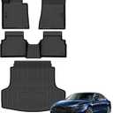 Auxko All Weather Floor Mats Cargo Mat Fit for Kia K5 FWD 2021-2026 & Hyundai Sonata (Only FWD & Gas) 2020-2026 TPE Liners Accessories Guard Odorless Anti-Slip All Season Black