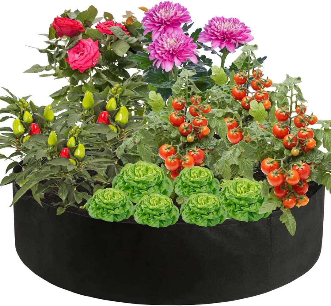 100 Gallon Plant Grow Bags, Heavy Duty Fabric Raised Garden Planting Bed Round Breathable Felt Planting Container for Vegetables Flower Herbs and Plants, Gardening Outdoor