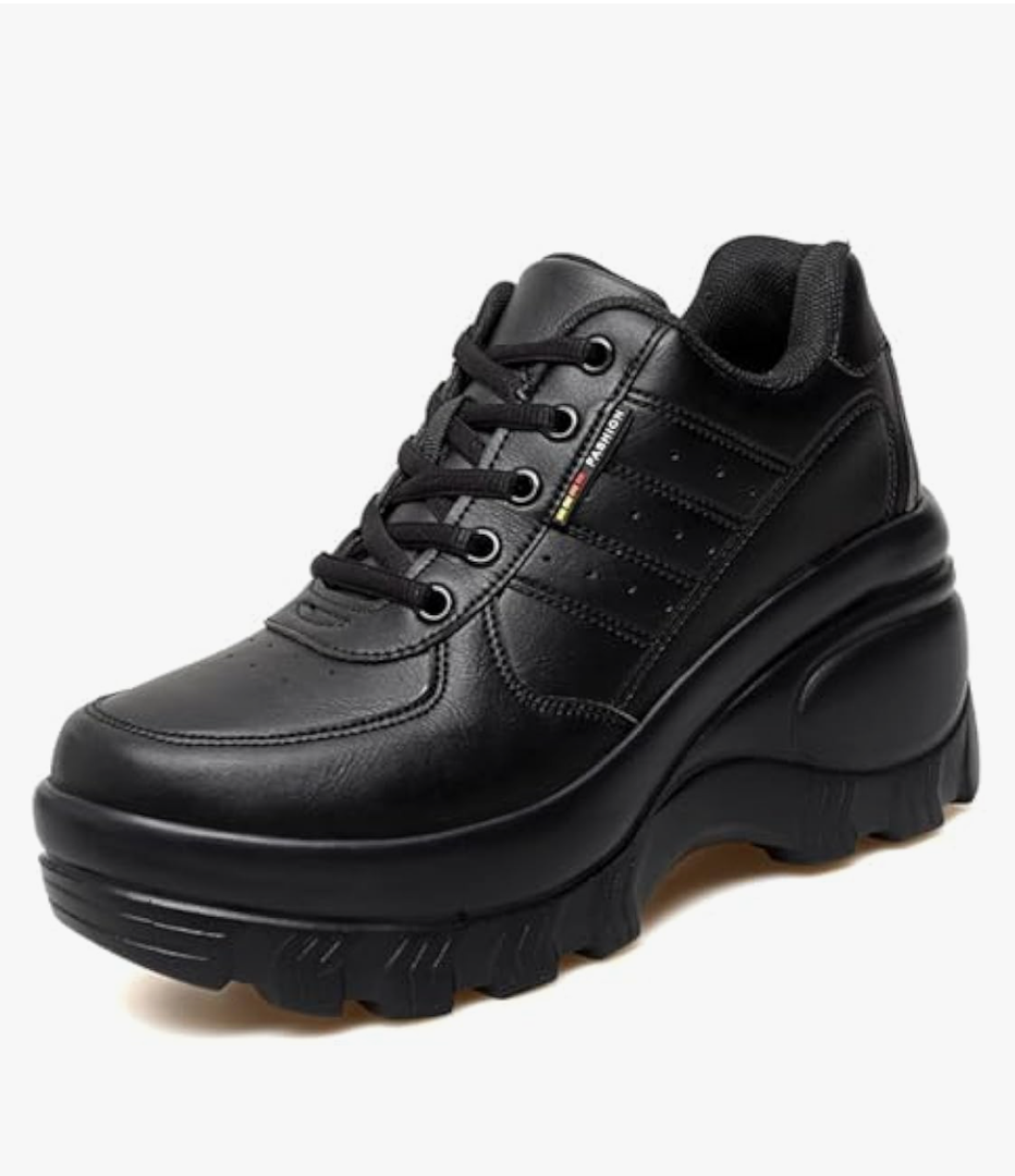 Women's Chunky Platform Lace Up Sport Walking Shoes Orthopedic Wedge Casual Shoes with Arch Support Size: 39/8