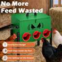 30 LB Large Automatic Chicken Feeder, No Waste Metal Poultry Feeder with 8 Ports, Weatherproof Outdoor Dispenser with Adjustable Legs & Locking Lid for Backyard Chickens, Green
