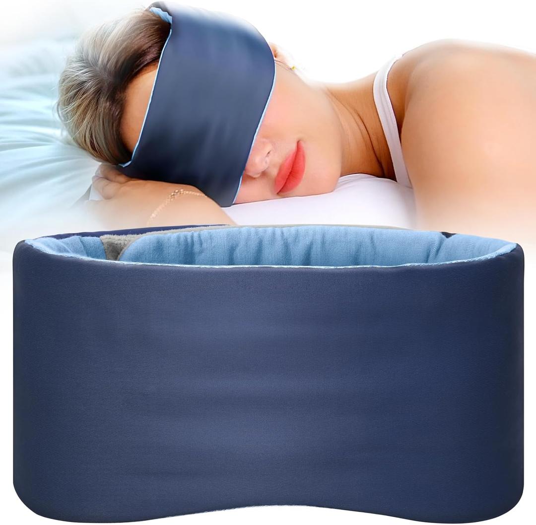Sleep Mask, Eye Mask for Sleeping, Upgrade Ultra-Soft Blackout Eye Cover for Women Men, Wider Adjustable Strap for Side Sleeper, Travel, Nap, Yoga, Relief Eye, Blue (1 Count (Pack of 1))