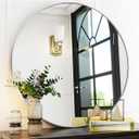 VooBang Silver Round Bathroom Mirror, 30 inch Circle Wall Mounted Hanging Mirror with Simple Modern Circular Metal Frame for Hallway, Entryway, Living Room, Silver Frame