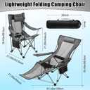 Yuntau Single Reclining Camping Chair with Removable Umbrella Folding Camp Chair for Outdoor(Grey)
