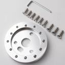 Universal Steering Wheel Spacer, 0.5 Inch Silver Aluminum Hub Adapter, 6 Hole to 3 Hole Mounting Kit with CNC Machined Billet
