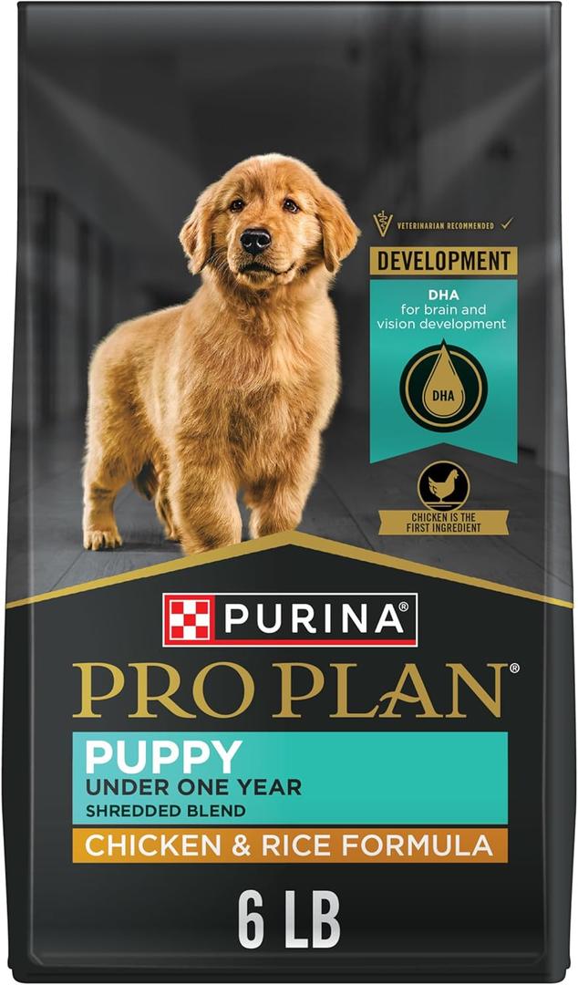 Purina Pro Plan High Protein Puppy Food Shredded Blend Chicken & Rice Formula - 6 lb. Bag (6 Pound (Pack of 1))