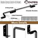 12" Cane Bolt Gate Drop Rod Heavy Duty Gate Hardware, Gate Ground Latch for Wood Metal Vinyl Gates Doors Stopper for Gate Ground, Wrought Iron Gate Latches, Black Finish-2 Pack