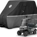 Waterproof Golf Cart Cover, Heavy Duty Marine Grade Fabric, Universal Fits for Most Brand 2/2+2/4+2 Passengers Yamaha, Honda, Club Car, EZGO Golf Cart (420D Black/Gray)