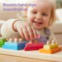 lalalark Montessori Toys for 1 2 3 Year Old, Wooden Sorting & Stacking Toys with 5 Theme Cards, Educational & Learning Sensory Sorter Toys for ToddlersBoys Girls Easter Valentine Birthday Gifts