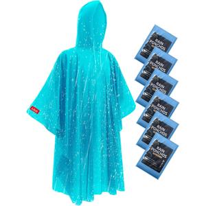 Hitituto Rain Ponchos for Adults - Extra Long Emergency Poncho with Hood, 6/12/24 Family Pack Raincoat, Home Survival Kits (Blue)