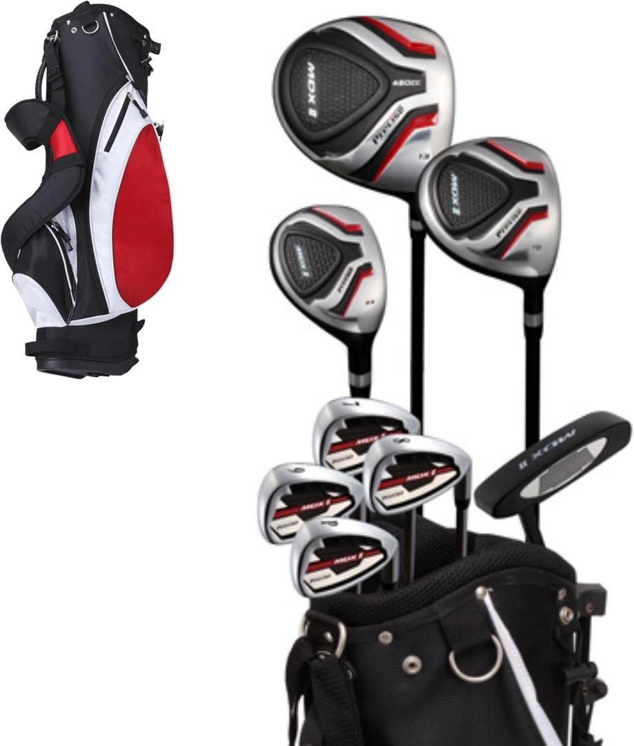 Precise Complete Teen Golf Club Set for Ages 1316  Includes Titanium Driver, Stainless Steel Hybrid, 7PW Irons, Putter, Stand Bag & 3 Headcovers  Graphite/Steel Shafts
