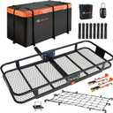 Hitch Mount Cargo Carrier Basket 60"*25"*6"+Waterproof Bag 25 Cubic Feet(60"*24"*31"),and Cargo Net with Attachment Hooks,Ratchet Straps,Hitch Stabilizer.500 Lbs Capacity,Foldable,fit 2" Receiver