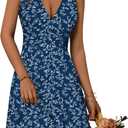 OURIN Sundresses for Women Over 50 Sleeveless Tank Empire Waist A Line Corset Cowgirl Casualdress(Dark Blue Floral-45, Medium)