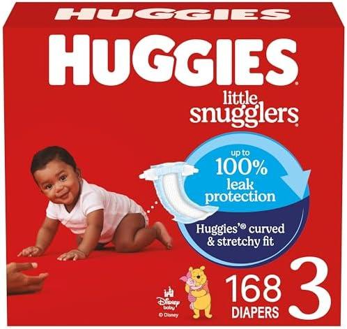 Huggies Size 3 Diapers, Little Snugglers Baby Diapers, Size 3 (16-28 lbs), 168 Count (6 Packs of 28), Packaging May Vary