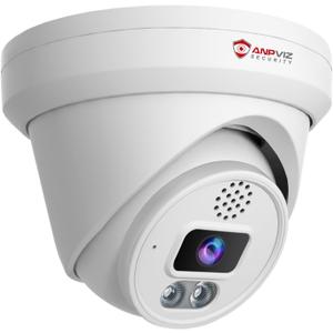 Anpviz 4K IP PoE Camera, PoE Turret Security Camera Outdoor with Built-in Mic & Speaker, Human Vehicle Detection, 100FT Smart Color Night Vision, 8MP(3840x2160), Up to 256GB SD Card, NDAA Compliant