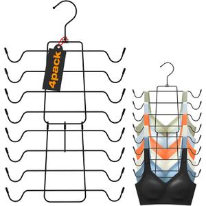 2 Pack Bra Organizer,Tank Top Hangers Space Saving,Closet Organizers and Storage,Bra Hangers for Closet Organizer,Tank Top Hanger for Sport Bras,Camisoles,Bathing Suit,Belt,Tie,etc,Black