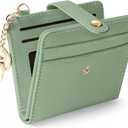 Jogjam Green Rfid Ladies Wallet, Small Slim Thin Compact Credit Card Women Wallet, PU Leather Bifold Cash Zipper Coin Pocket ID Window for Female