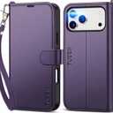 TUCCH Case Wallet for iPhone 17 Pro Max (6.9") 2025, Wrist Strap, Stand, RFID Blocking, 4 Card Holder, TPU Shockproof Inner Shell, PU Leather, Magnetic Folio Protective Cover, Deep Purple