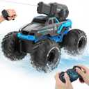 BEZGAR 1:16 Monster Truck Remote Control Car - Amphibious RC Off-Road Pickup Boat with Shooting Splash - 2.4GHz 4WD Waterproof All-terrain Pool Toy Vehicles Summer Gifts for Kids Boys Girls Age 6-12 (Blue)