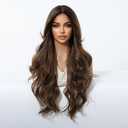 Long Wavy Wig for Women Curly Hair Wig Ombre Brown Heat Resistant Soft Synthetic Wigs for Women Daily Use Party Cosplay