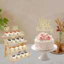 2 x 90th Cake Topper with Cupcake Toppers for 90th Birthday Decorations for Women 25Pcs Gold Glitter Cake Cupcake Birthday Party Decorations