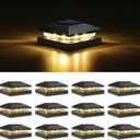 VOLISUN 4x4 Solar Post Cap Light 12pack,Solar Fence - Cap Lights Outdoor Waterproof for Wooden/Vinyl Post,Black Deck Post Cap Light Solar Powered with Warm White for Garden/Patio/Porch