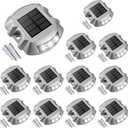 VOLISUN Solar Deck Lights Driveway Dock Lights, 12-Pack Led IP67 Waterproof Outdoor Warning Step Lights for Driveway Sidewalk Garden Pathway Yard(White)