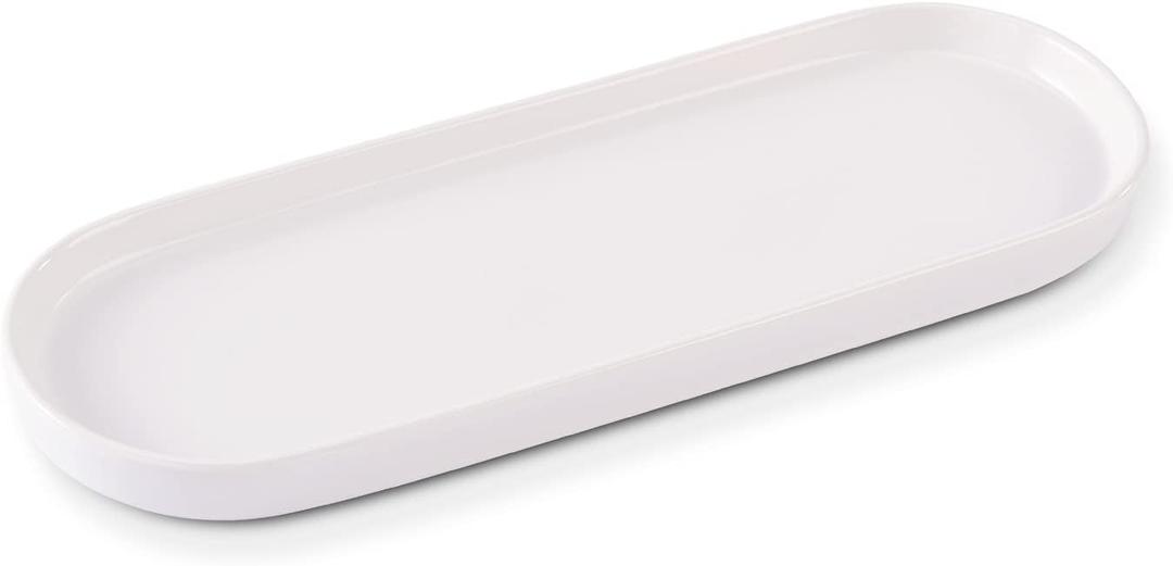 Ceramic Sink Tray, Bathroom Counter Tray, Bathtub, Cosmetics Dish, Candle, Perfume Shampoo Liquid Soap Simple Style Design Suit for Bathroom and Kitchen (White)