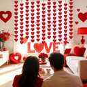 100 Hearts Felt Valentines Garland Valentines Day Decorations 4 Pack (Each 10ft) Heart Hanging String Garland Galentines Day Wedding Anniversary Birthday Home Decor Windows Background Party Supplies