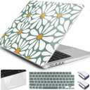 Case for MacBook Pro 16 inch M5 M4 M3 M2 M1 Pro/max 2026 2025-2021 A3429 A3428 A3403 A3186 A2991 A2780 A2485, Plastic Hard Shell & Keyboard Cover &Trackpad Protector&2 OTG, Daisy Flowers